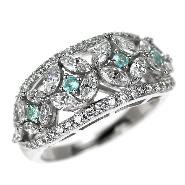 希少 K18WG パライバ トルマリン ダイヤモンド リング 0.12ct D1.02ct