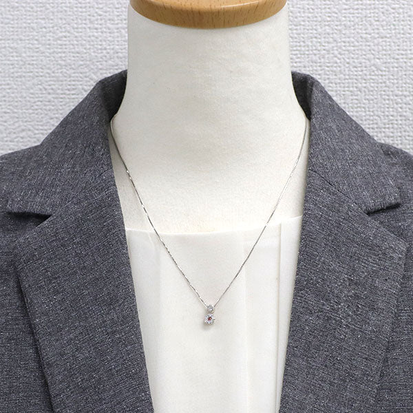 K18WG トリートピンクダイヤモンド ペンダントネックレス 0.04ct D0.36ct フラワー