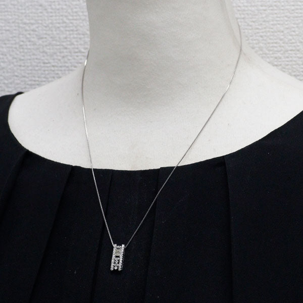 Pt900/ Pt850 エメラルドカット ダイヤモンド ペンダントネックレス 0.211ct L VS2 D0.36ct