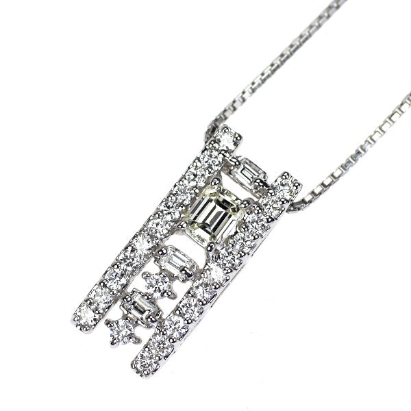 Pt900/ Pt850 エメラルドカット ダイヤモンド ペンダントネックレス 0.211ct L VS2 D0.36ct