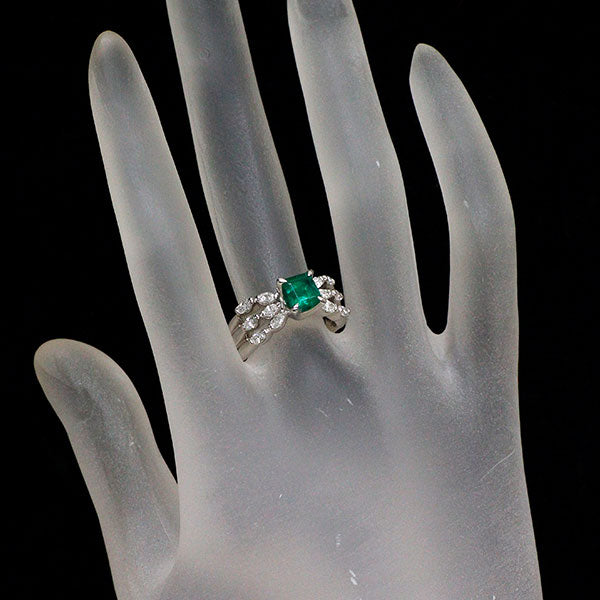 Pt900 エメラルド ダイヤモンド リング 1.06ct D0.65ct