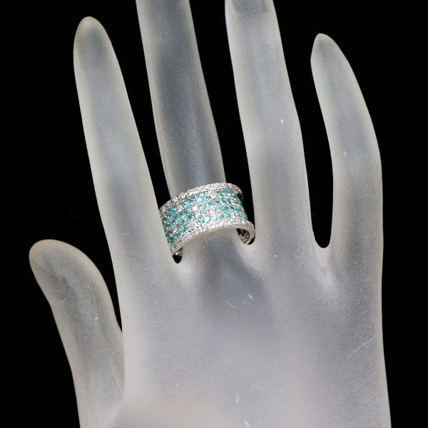 希少 K18WG パライバトルマリン ダイヤモンド リング 0.99ct D0.65ct