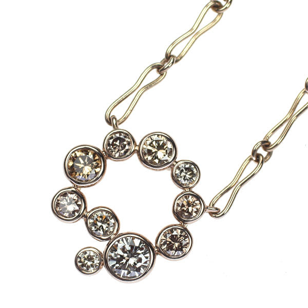 カシケイ/Kashikey K18BG ブラウン ダイヤモンド ペンダントネックレス 0.65ct ベゼル