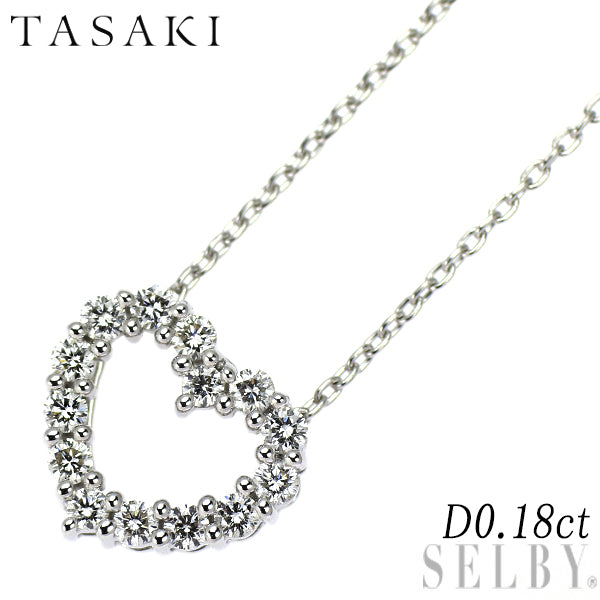 田崎真珠 K18WG ダイヤモンド ペンダントネックレス 0.18ct ハート