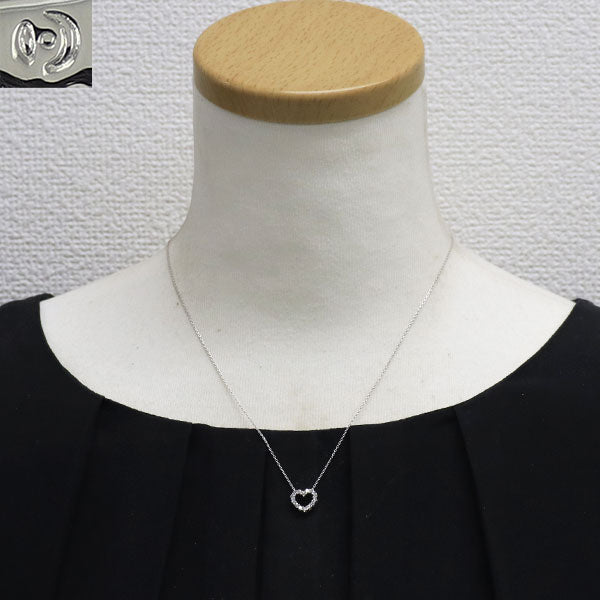 田崎真珠 K18WG ダイヤモンド ペンダントネックレス 0.18ct ハート