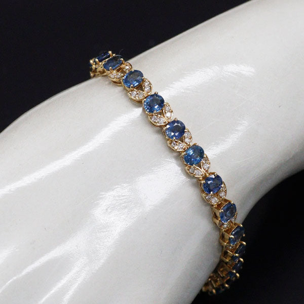 K18YG サファイア ダイヤモンド ブレスレット 9.37ct D1.10ct