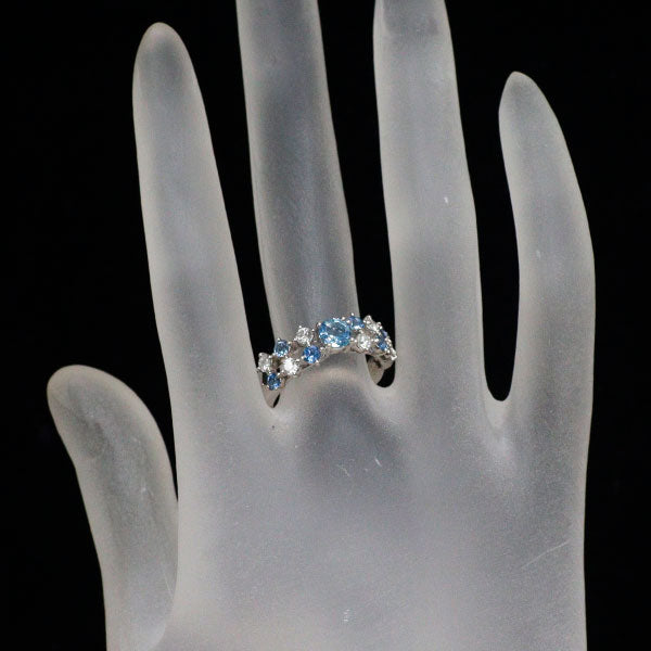 Pt900 アクアマリン ダイヤモンド リング 0.80ct D0.38ct