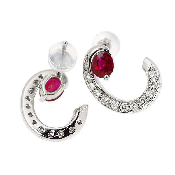 Pt900 ミャンマー産 ルビー ダイヤモンド ピアス 1.17ct D0.33ct