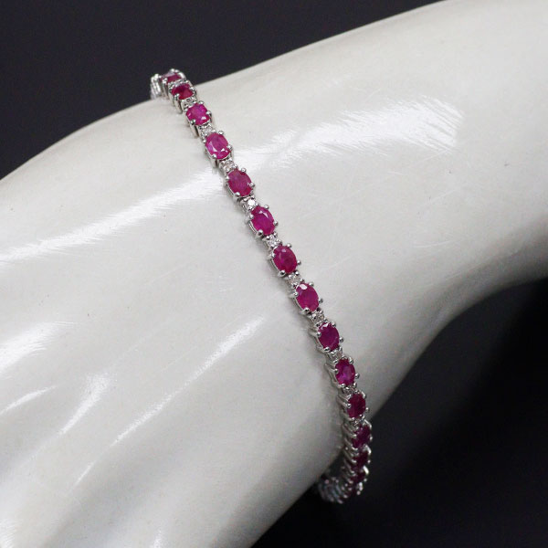K18WG ルビー ダイヤモンド ブレスレット 6.50ct D0.50ct