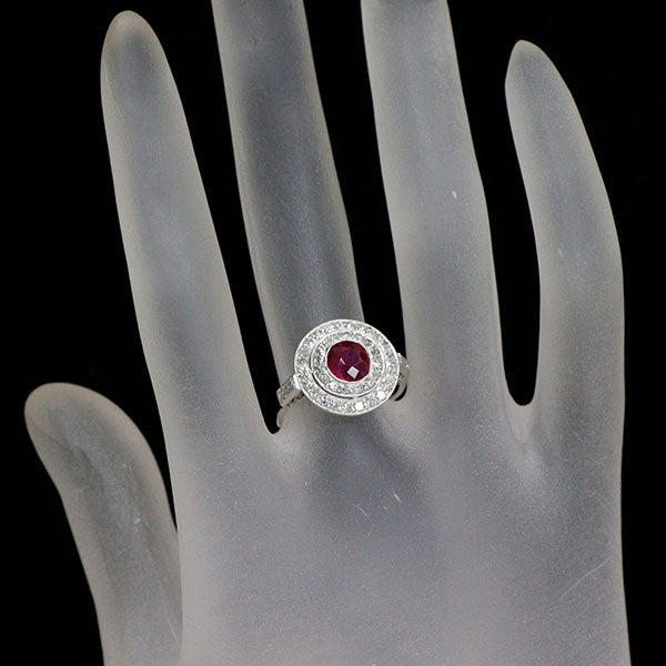 K18WG 通常加熱ルビー ダイヤモンド リング 1.84ct D0.68ct