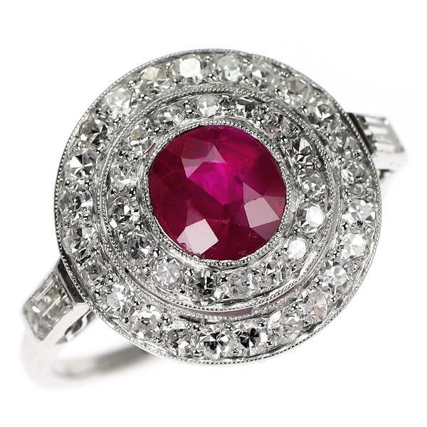 K18WG 通常加熱ルビー ダイヤモンド リング 1.84ct D0.68ct