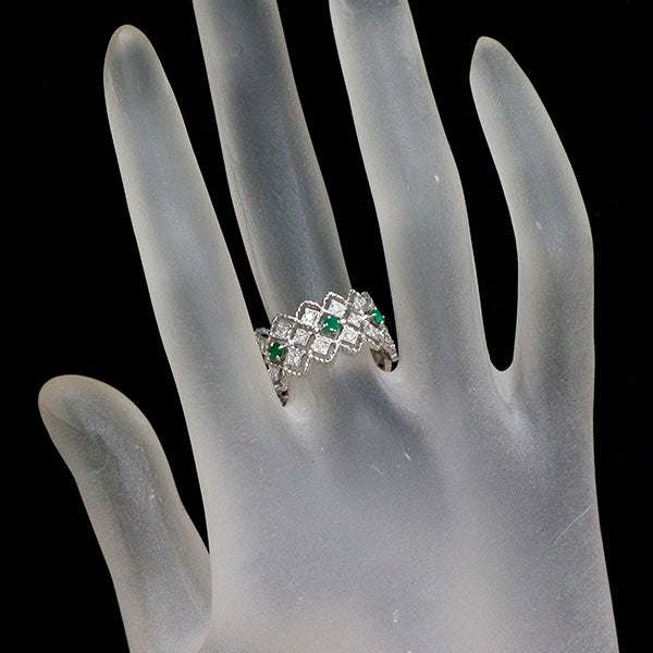 Pt900 エメラルド ダイヤモンド リング 0.17ct D0.20ct