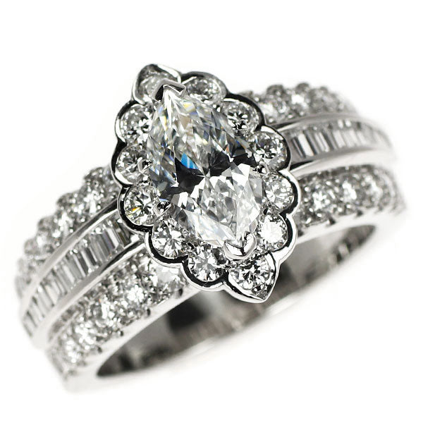 ヴァンクリーフ＆アーペル K18WG マーキスカット ダイヤモンド リング 1.10ct D1.30ct 《セルビー銀座店》【中古】