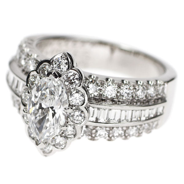 ヴァンクリーフ＆アーペル K18WG マーキスカット ダイヤモンド リング 1.10ct D1.30ct 《セルビー銀座店》【中古】