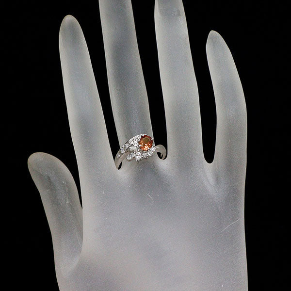Pt850 ファンシーカラーサファイア ダイヤモンド リング 1.081ct D0.40ct