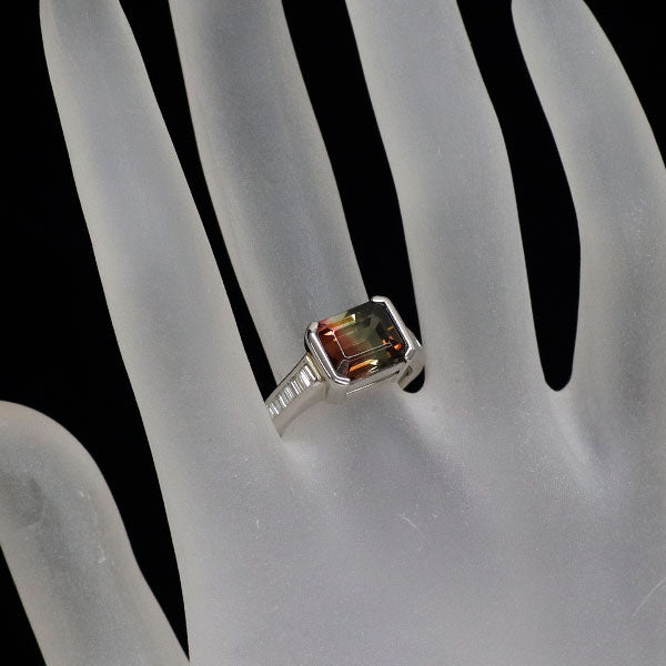 Pt900 バイカラートルマリン リング 4.01ct D0.32ct