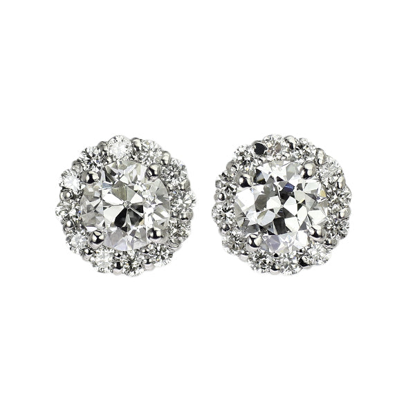 新品 Pt900/ Pt950 サーキュラーブリリアント/オールドヨーロピアンブリリアントカット ダイヤモンド ピアス 0.617ct G SI2 D0.18ct 【エスコレ】