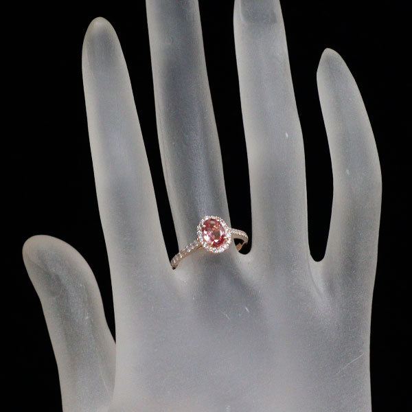 新品 K18PG パパラチアサファイア ダイヤモンド リング 0.822ct D0.31ct【エスコレ】