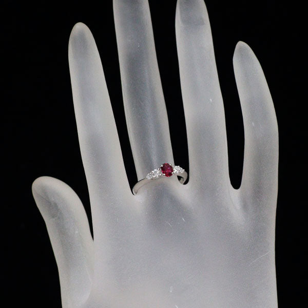 Pt900 ルビー ダイヤモンド リング 0.445ct D0.26ct