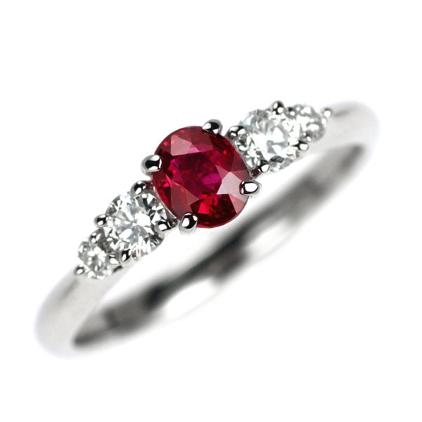 Pt900 ルビー ダイヤモンド リング 0.445ct D0.26ct