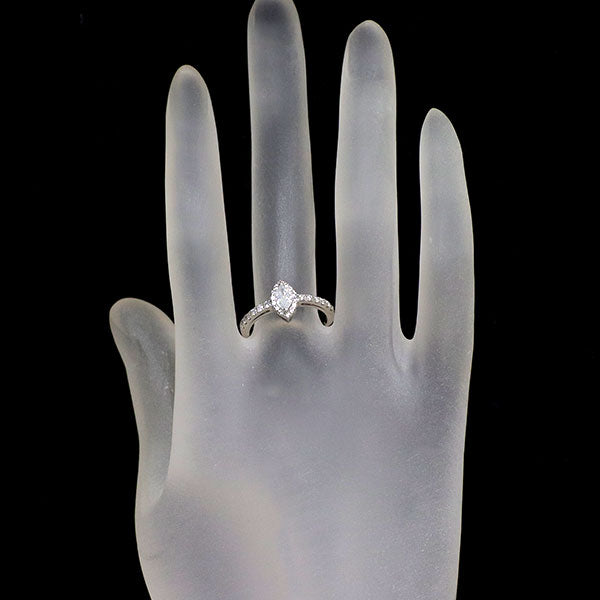 新品 Pt950 希少マーキスカット ファンシーホワイト ダイヤモンド  リング 0.317ct FW I1 D0.26ct 【エスコレ】