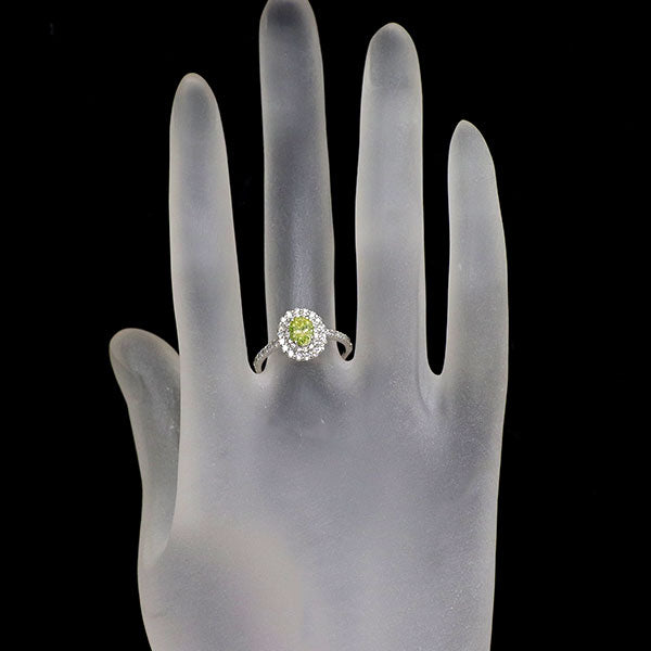新品 希少 Pt950 シャルトリューズタイプ 天然グリーニッシュイエロー ダイヤモンド リング 0.616ct FIGY VS2 D0.45ct 【エスコレ】