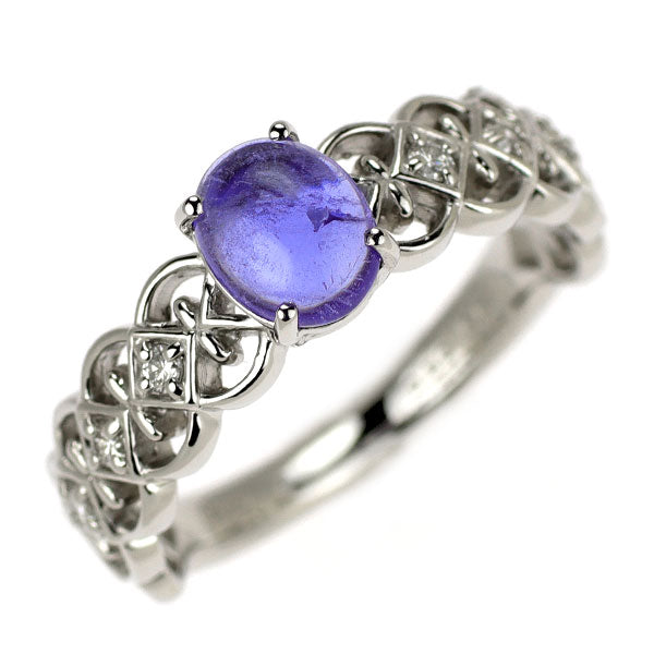 新品 Pt950 カボションハックマナイト ダイヤモンド リング 0.52ct D0.07ct