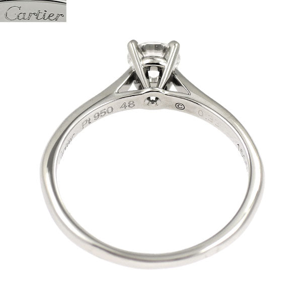 カルティエ Pt950 ダイヤモンド リング 0.33ct E VS1 EX 1895 ソリテール 48号