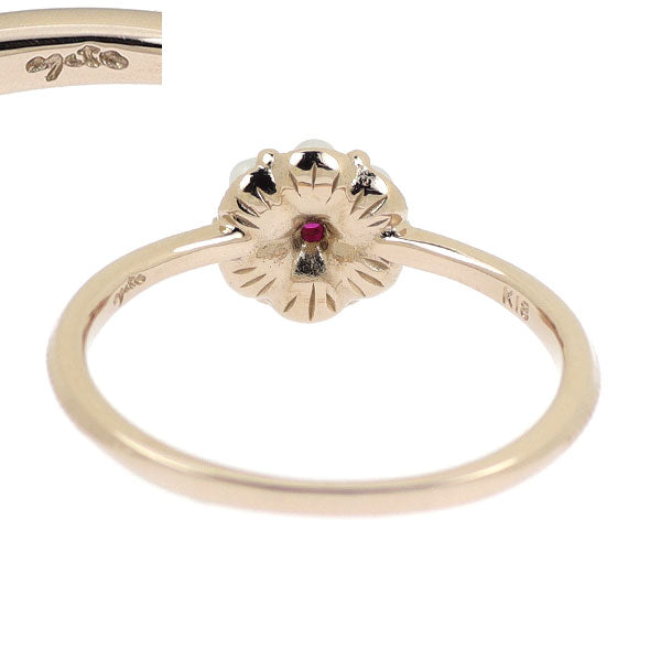 アガット K18PG ベビーパール ルビー リング 径約1.5mm