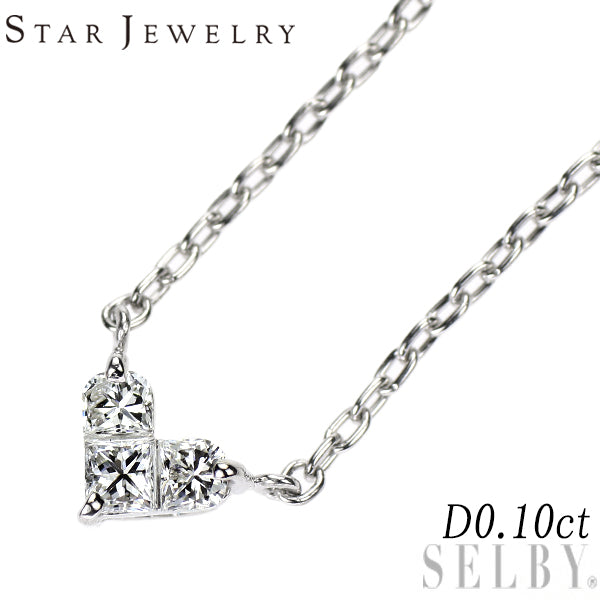 スタージュエリー Pt950 ダイヤモンド ペンダントネックレス 0.10ct ミステリアスハート