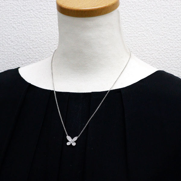 グラフ K18WG ダイヤモンド ペンダントネックレス パヴェバタフライ ミニ 《セルビー銀座店》【中古】
