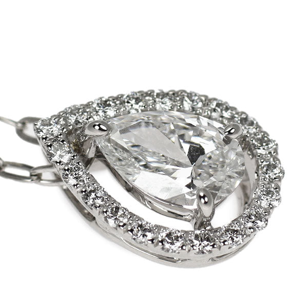 サバース Pt900/ Pt850 ペアシェイプ ダイヤモンド ペンダントネックレス 0.57ct D0.13ct