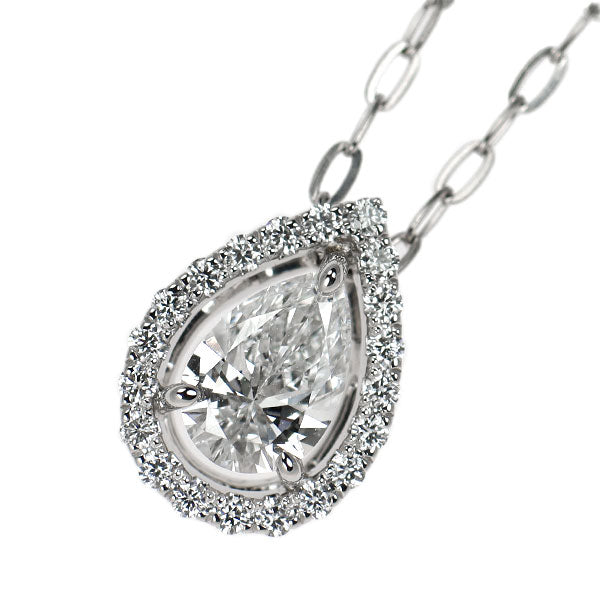 サバース Pt900/ Pt850 ペアシェイプ ダイヤモンド ペンダントネックレス 0.57ct D0.13ct