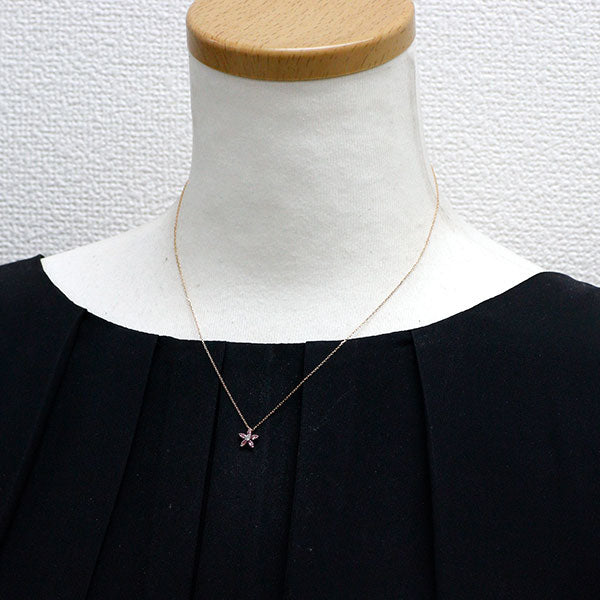 セイレーンアズーロ K18WG/PG ピンクサファイア ダイヤモンド ペンダントネックレス 0.11ct D0.03ct フラワー