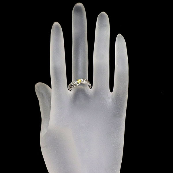 Pt950/K18YG 天然イエローダイヤモンド リング 0.159ct D0.20ct