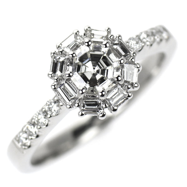 Pt900 オクタゴナルカット ダイヤモンド リング 0.540ct D0.40ct