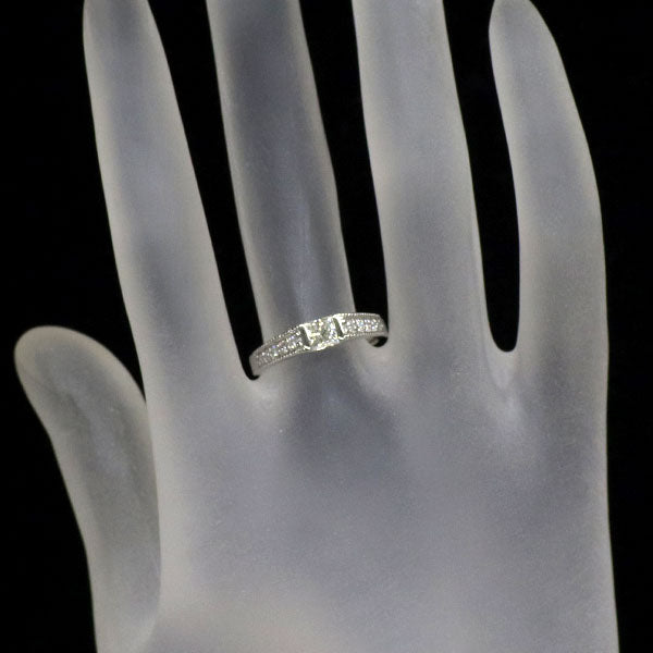 Pt900 プリンセスカット ダイヤモンド リング 0.409ct D0.16ct