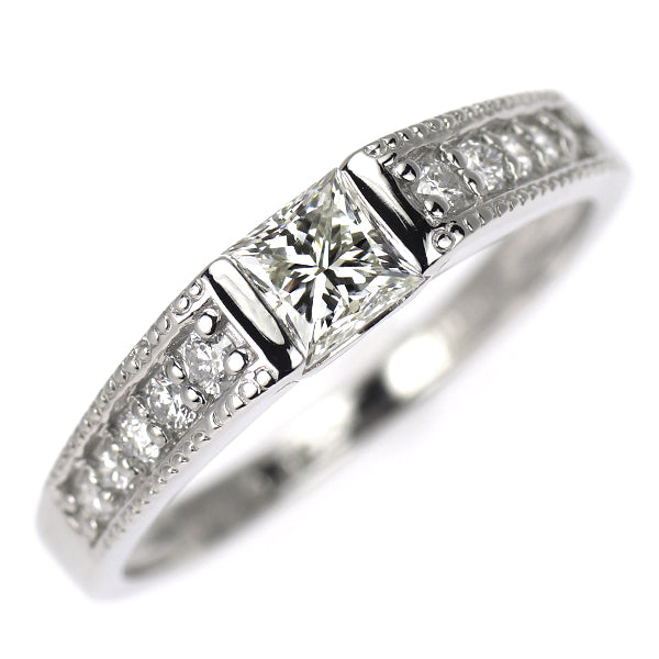 Pt900 プリンセスカット ダイヤモンド リング 0.409ct D0.16ct