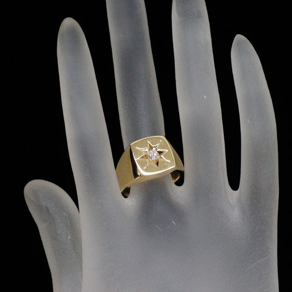 K18YG ダイヤモンド リング 0.20ct 印台 後光留め