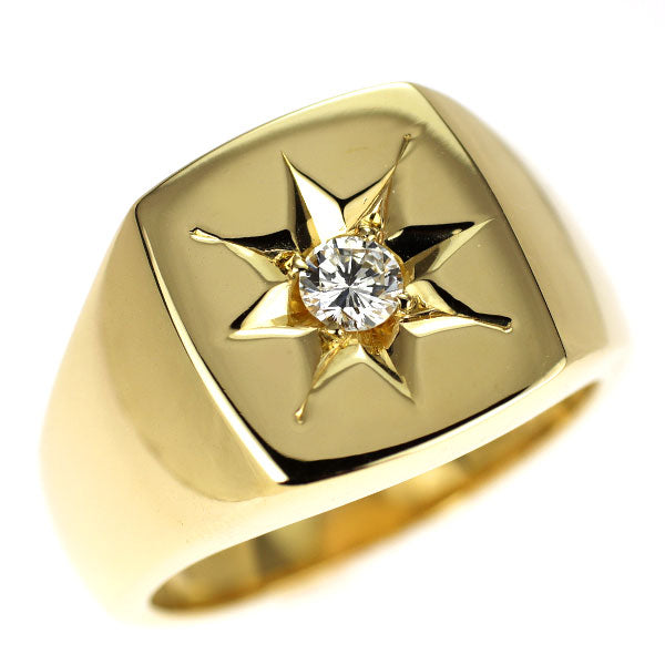 K18YG ダイヤモンド リング 0.20ct 印台 後光留め