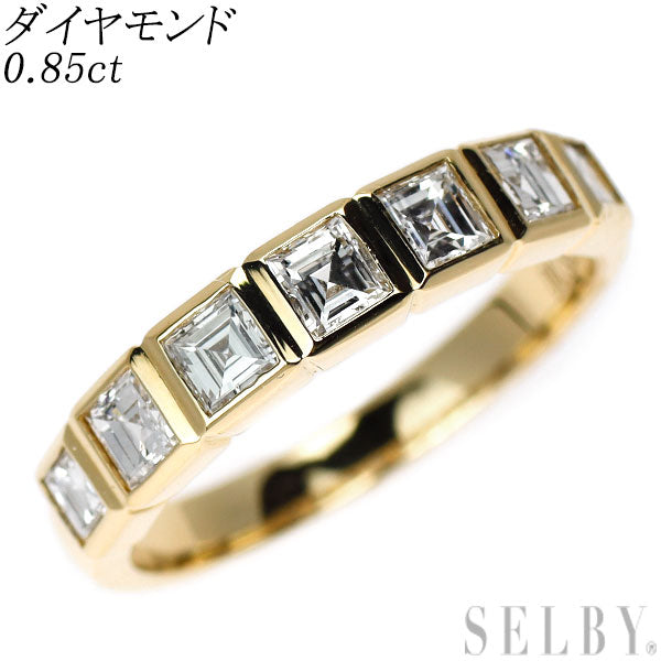K18YG スクエアカット ダイヤモンド リング 0.85ct