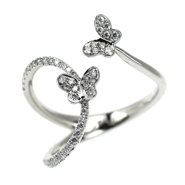 K18WG ダイヤモンド リング 0.23ct 蝶