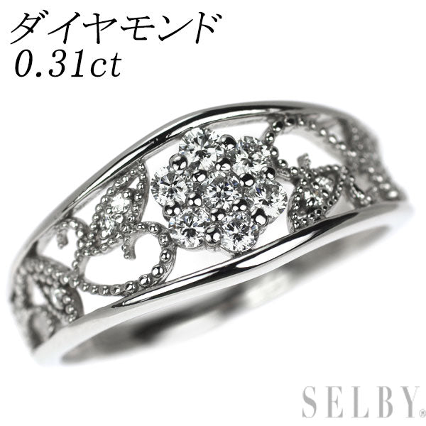Pt900 ダイヤモンド リング 0.31ct フラワー