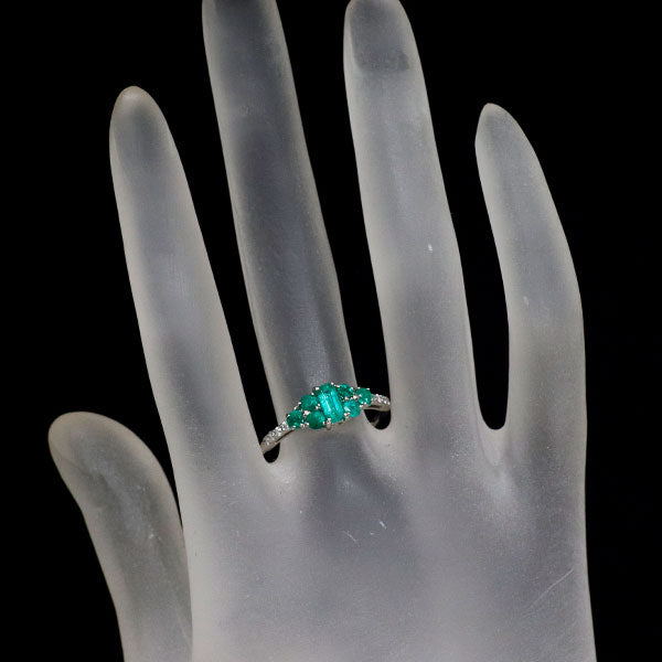 GSTV Pt950 エメラルド ダイヤモンド リング 0.75ct D0.08ct