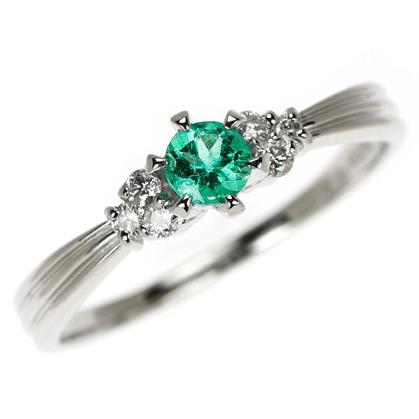 Pt900 エメラルド ダイヤモンド リング 0.27ct D0.16ct
