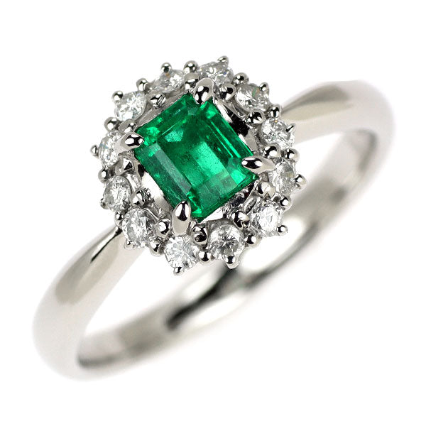 Pt900 エメラルド ダイヤモンド リング 0.52ct D0.25ct