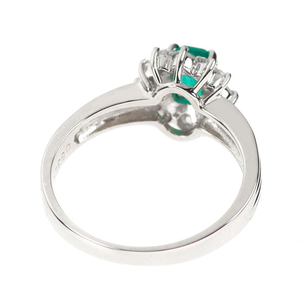 Pt850 エメラルド ダイヤモンド リング 0.53ct D0.28ct