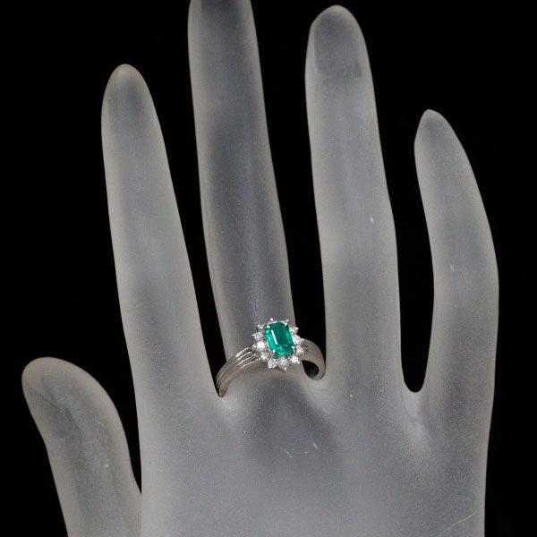Pt850 エメラルド ダイヤモンド リング 0.53ct D0.28ct