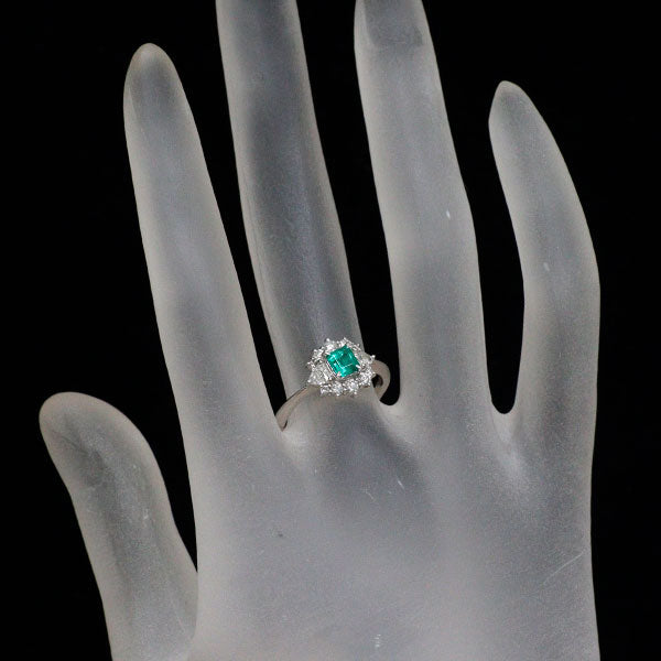 Pt900 エメラルド ダイヤモンド リング 0.29ct D0.45ct