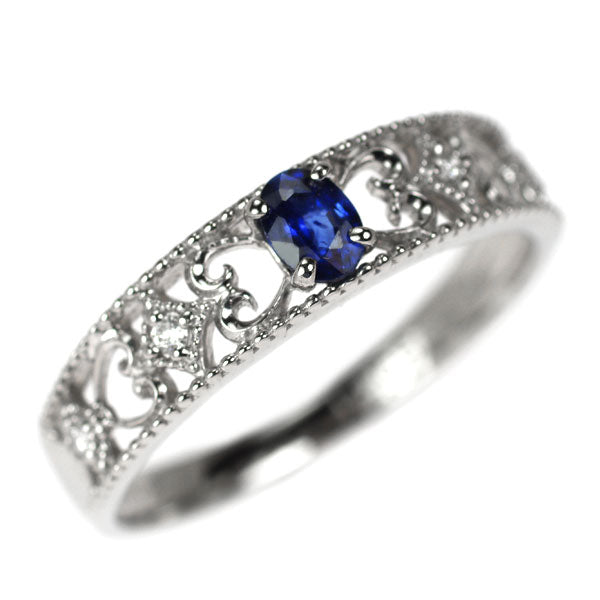 Pt900 サファイア ダイヤモンド リング 0.21ct D0.04ct